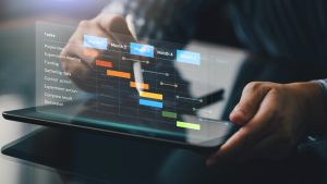 project management software displayed on tablet