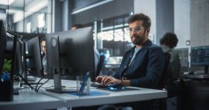 computer science professional working at computer