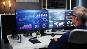 person viewing business analytics on computer