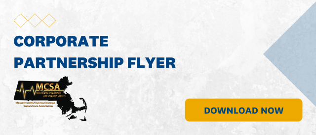 White banner that states "Corporate Partnership Flyer" with a yellow "Download Now" button and the MCSA logo