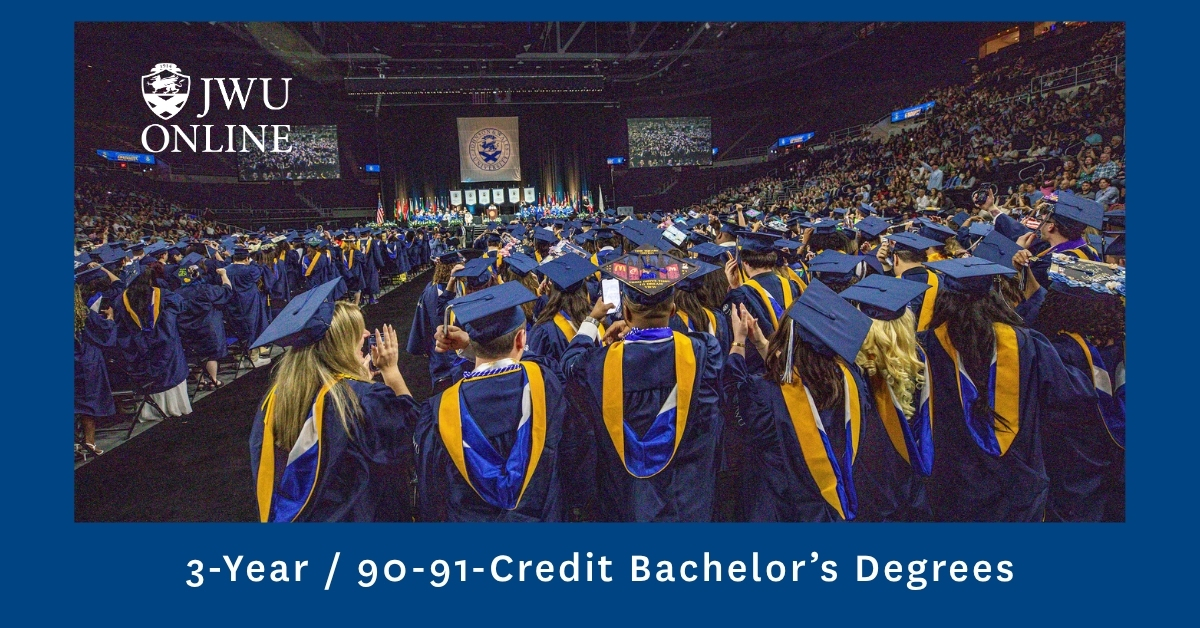 Save Time And Tuition With JWU Online’s 3-Year/90-91-Credit Online Bachelor’s Degrees banner