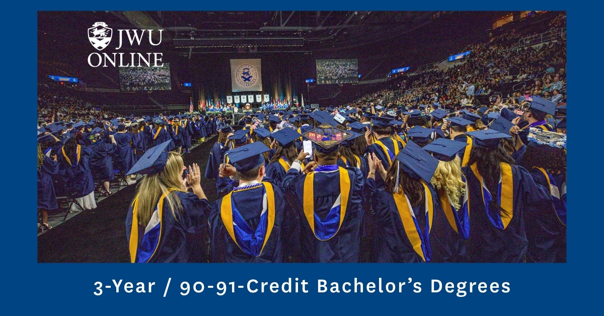 Save Time And Tuition With JWU Online’s 3-Year/90-91-Credit Online Bachelor’s Degrees banner